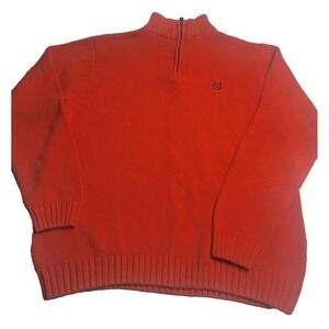 CHAPS Sweater Mens L 100%‎ Cotton 1/4 Zip Mock Neck Long Sleeve Pullover Orange